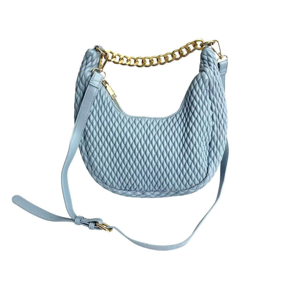 Urban Expressions Jade Diamond Quilt Crossbody bag purse blue vegan leather chic